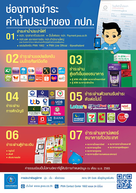 รวมช่องทางชำระค่าน้ำประปา กปภ.