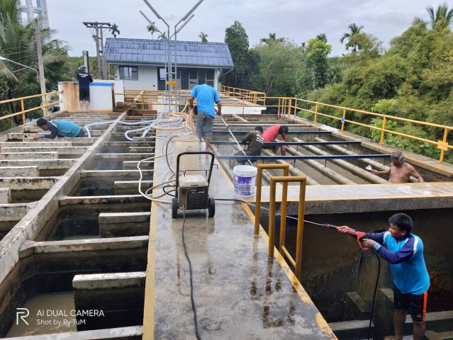 ล างทำความสะอาดโรงกรองน ำและบ อตกตะกอน หน วยบร การดอนส ก สถาน ผล ต น ำบ านน ำฉา อำเภอดอนส ก จ งหว ดส ราษร ธาน การประปาส วนภ ม ภาค provincial waterworks authority