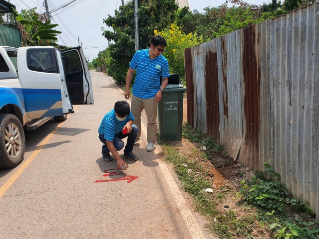 กปภ.สาขากำแพงเพชร สำรวจหาท่อแตกรั่ว ALC กลางวัน เนื่องจากพบ P 3 แรงดันอ่อนผิดปกติ พบจุดรั่ว 5 จุด