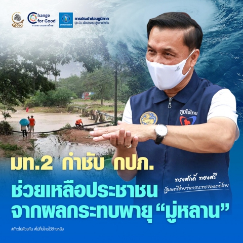 มท.2 กำชับ กปภ. ช่วยเหลือประชาชนจากผลกระทบพายุ มู่หลาน