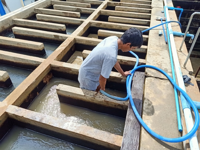 การประปาส่วนภูมิภาคสาขาบางสะพาน ร่วมกันทำความสะอาดล้างถังตกตะกอนโรงกรองน้ำขนาด 50 ลบ.ม./ชม.  และโมบายแพลนขนาด 100 ลบ.ม./ชม.  สถานีผลิตจ่ายน้ำร่อนทองตามโครงการจัดการน้ำสะอาด (WSP) ประจำเดือนกุมภาพันธ์ 2566