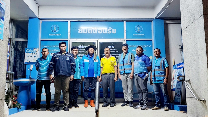 การประปาส่วนภูมิภาคสาขาหลังสวน ลงพื้นที่ทำ Step Test พร้อมเดินสำรวจหาท่อแตกรั่ว