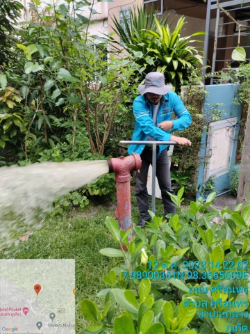 สาขาภูเก็ต ดำเนินการระบายตะกอน ณ หมู่บ้านไอลีฟทาวน์ 1 ต.ศรีสุนทร อ.ถลาง จ.ภูเก็ต