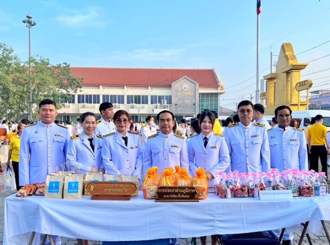 การประปาส่วนภูมิภาคสาขาปทุมธานี ร่วมพิธีทำบุญตักบาตรถวายพระราชกุศล และร่วมพิธีวางพวงมาลาเพื่อน้อมรำลึก เนื่องในวันนวมินทรมหาราช 13 ตุลาคม 2566