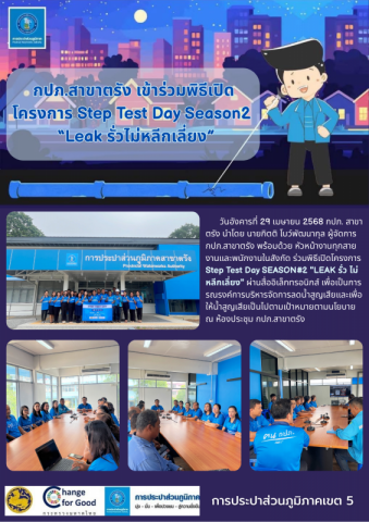 กปภ.สาขาตรัง เข้าร่วมพิธีเปิด โครงการ Step Test Day Season2 Leak รั่วไม่หลีกเลี่ยง