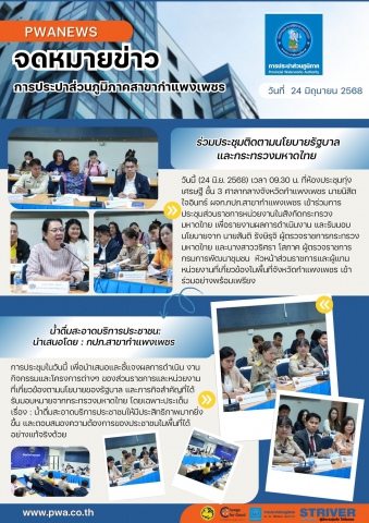 กปภ.สาขากำแพงเพชร ร่วมประชุมติดตามนโยบายรัฐบาลและกระทรวงมหาดไทย