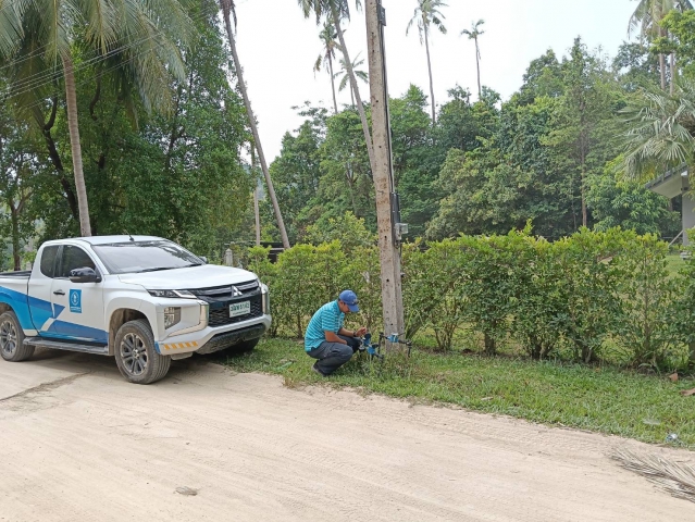 กปภ.สาขาเกาะพะงัน พื้นที่ตรวจวัดแรงดันน้ำ ในพื้นที่ MM01 บริเวณบ้านวัดสมัยคงคา ม.5 ต.เกาะพะงัน อ.เกาะพะงัน จ.สุราษฎร์ธานี