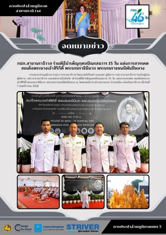กปภ.สาขานราธิวาส ร่วมพิธีบำเพ็ญกุศลปัณรสมวาร 15 วัน แห่งการสวรรคต สมเด็จพระนางเจ้าสิริกิติ์ พระบรมราชินีนาถ พระบรมราชชนนีพันปีหลวง