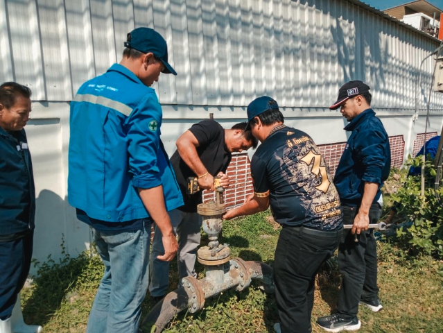 กปภ.สาขากุยบุรี บำรุงรักษาระบบน้ำประปา เพิ่มประสิทธิภาพการให้บริการบริษัท เจริญฟู้ดส์อุตสาหกิจ จำกัด
