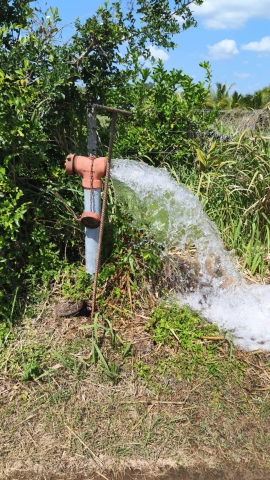 กปภ.สาขาคลองท่อมดำเนินการเปิดล้างระบายตะกอนในเส้นท่อจ่ายน้ำ (Blow off) ผ่านหัวดับเพลิง