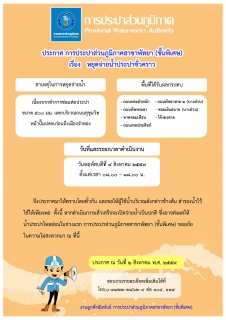 ไฟล์แนบ ประกาศ การประปาส่วนภูมิภาคสาขาพัทยา (พ) เรื่อง ขอหยุดจ่ายน้ำประปาชั่วคราว