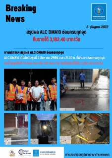 ไฟล์แนบ กปภ.สาขากำแพงเพชร สรุปผล ALC DMA10 ซ่อมครบทุกจุด คืนรายได้  3,182.40 บาท/วัน 