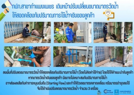 ไฟล์แนบ กปภ.สาขากำแพงเพชร เดินหน้าปรับเปลี่ยนขนาดมาตรวัดน้ำให้สอดคล้องกับปริมาณการใช้น้ำจริงของลูกค้า