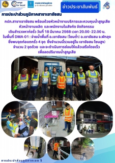 ไฟล์แนบ กปภ.สาขาเขาชัยสน พร้อมด้วยหัวหน้างานบริการและควบคุมน้ำสูญเสีย หัวหน้างานผลิต  และพนักงานในสังกัด จัดกิจกรรม เดินสำรวจหาท่อรั่ว