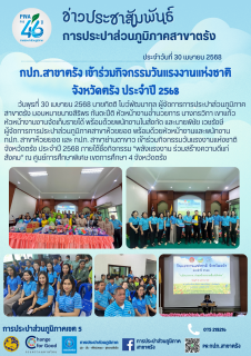 ไฟล์แนบ กปภ.สาขาตรัง เข้าร่วมกิจกรรมวันแรงงานแห่งชาติ จังหวัดตรัง ประจำปี 2568