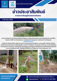 ไฟล์แนบ กปภ.สาขาหลังสวน รักษาคุณภาพน้ำประปาใสสะอาด ดำเนินการตามแผนระบายตะกอนในเส้นท่อ ประจำเดือน สิงหาคม 2568 ณ อำเภอหลังสวน อำเภอทุ่งตะโก อำเภอละแม และอำเภอสวี จังหวัดชุมพร