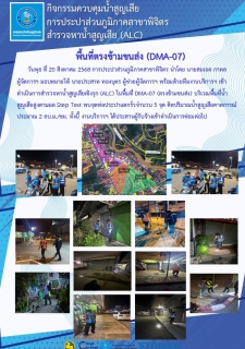 ไฟล์แนบ การประปาส่วนภูมิภาคสาขาพิจิตร ดำเนินกิจกรรมสำรวจหาน้ำสูญเสียเชิงรุก (ALC) ในพื้นที่ ตรงข้ามขนส่ง (DMA-07)