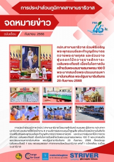 ไฟล์แนบ กปภ.สาขานราธิวาส ร่วมพิธีเจริญพระพุทธมนต์และทำบุญตักบาตรถวายพระราชกุศล และร่วมวางพุ่มดอกไม้ถวายราชสักการะ เฉลิมพระเกียรติ เนื่องในโอกาสวันคล้ายวันพระบรมราชสมภพครบ 100 ปี พระบาทสมเด็จพระปรเมนทรมหาอานันทมหิดล พระอัฐมรามาธิบดินทร 20 กันยายน 2568