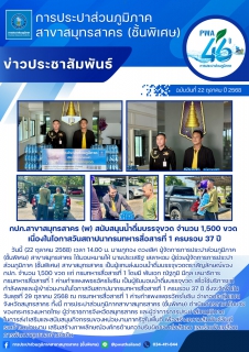 ไฟล์แนบ กปภ.สาขาสมุทรสาคร (พ) สนับสนุนน้ำดื่มบรรจุขวด จำนวน 1,500 ขวด เนื่องในโอกาสวันสถาปนากรมทหารสื่อสารที่ 1 ครบรอบ 37 ปี