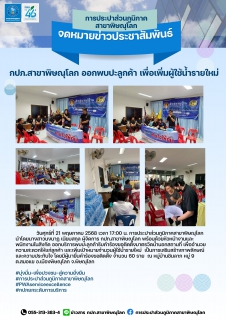 ไฟล์แนบ กปภ.สาขาพิษณุโลก ออกพบปะลูกค้าเพื่อเพิ่มผู้ใช้น้ำรายใหม่ 