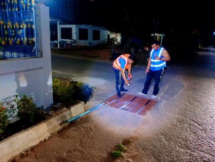 ไฟล์แนบ การประปาส่วนภูมิภาคสาขาบ้านไผ่ ทำการออกสำรวจหาท่อแตกรั่ว โดยวิธี Passive Control 