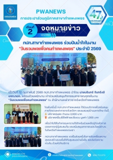 ไฟล์แนบ กปภ.สาขากำแพงเพชร ร่วมปันน้ำใจในงาน "วันรวมพลเพื่อคนกำแพงเพชร" ประจำปี 2569