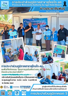 ไฟล์แนบ การประปาส่วนภูมิภาคสาขาสุไหงโก-ลก ลงพื้นที่จัดกิจกรรม "มุ่งมั่นเพื่อปวงชน เติมใจให้กัน ครั้งที่ 7" ณ มัสยิดบูเก๊ะยารง อ.แว้ง จ.นราธิวาส พร้อมมอบน้ำดื่มสะอาดตราสัญลักษณ์ กปภ. แก่ชุมชนในช่วงเดือนรอมฎอน