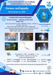 ไฟล์แนบ การประปาส่วนภูมิภาคสาขาเขาชัยสน ลงพื้นที่สำรวจหาท่อแตก  ท่อรั่วในระบบจำหน่ายน้ำ (Step Test) วันที่ 23 มีนาคม 2569 ภายใต้การบริหารงาน โดยนายณัฐยุทธ โชโต ผู้จัดการการประปาส่วนภูมิภาคสาขาเขาชัยสน มอบหมาย           งานบริการและควบคุมน้ำสูญเสีย และพนักงานในสังกัด ดำเนินการ ทำ Step Test ในพื้นที่ MM-01-ส่งน้ำไป อ.เขาชัยสน ขนาด 150 mm.