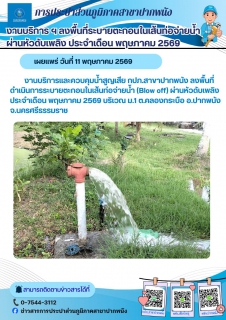 ไฟล์แนบ กปภ.สาขาปากพนัง ลงพื้นที่ดำเนินการระบายตะกอนในเส้นท่อจ่ายน้ำ (Blow off) ตามโครงการผู้ใช้น้ำมั่นใจ กปภ.เช็ค ชัวร์ ประจำเดือนพฤษภาคม 2569