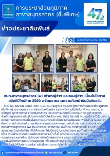 ไฟล์แนบ กปภ.สาขาสมุทรสาคร (พ) เข้าพบผู้ว่าฯ และรองผู้ว่าฯ เนื่องในโอกาสสวัสดีปีใหม่ไทย 2569 พร้อมรายงานความคืบหน้ารับมือภัยแล้ง