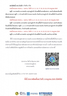 ไฟล์แนบ ประกาศการประปาส่วนภูมิภาคสาขาเกาะพะงัน เรื่อง การจ่ายน้ำเป็นเวลาในบางพื้นที่อำเภอเกาะพะงัน ฉบับที่ 8/2569