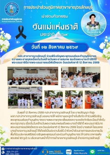 ไฟล์แนบ กปภ.สาขาขาณุวรลักษบุรี ร่วมพิธีเจริญพระพุทธมนต์และทำบุญตักบาตร ถวายพระราชกุศลเนื่องในวันแม่แห่งชาติ 12 สิงหาคม 2569