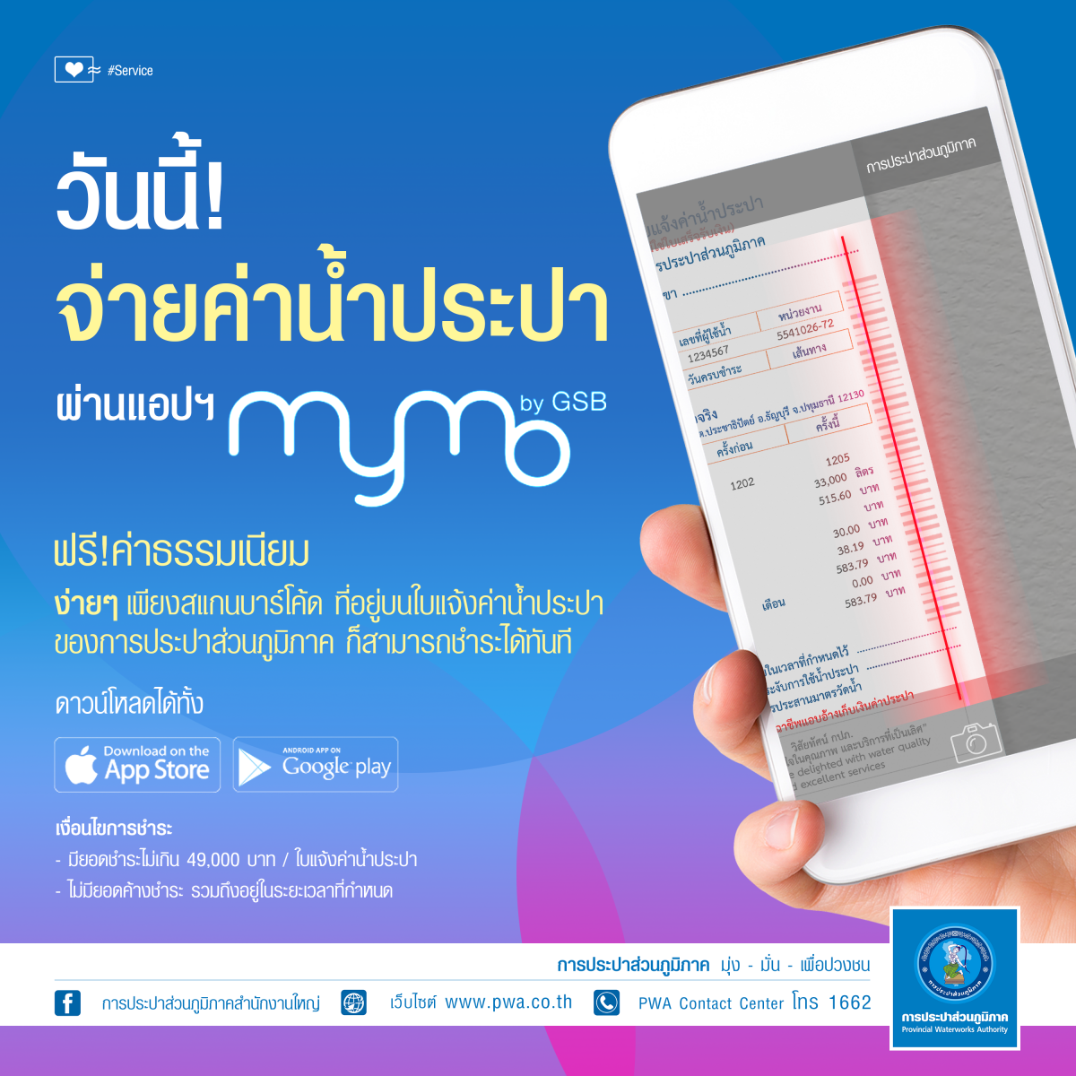 กปภ. เพิ่มช่องทางชำระค่าน้ำประปาผ่านแอปฯ MyMo