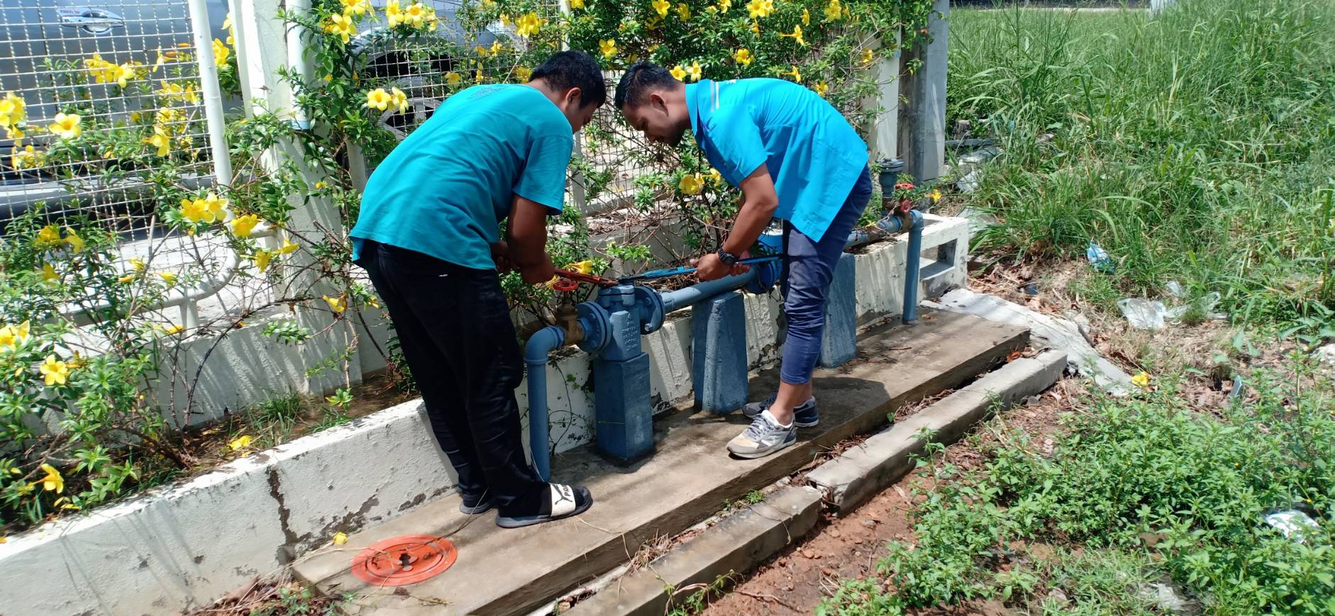 การประปาส่วนภูมิภาคสาขาบางสะพาน ดำเนินการตรวจสอบและถอดล้าง T-Stainer ของโรงพยาบาลทับสะแก