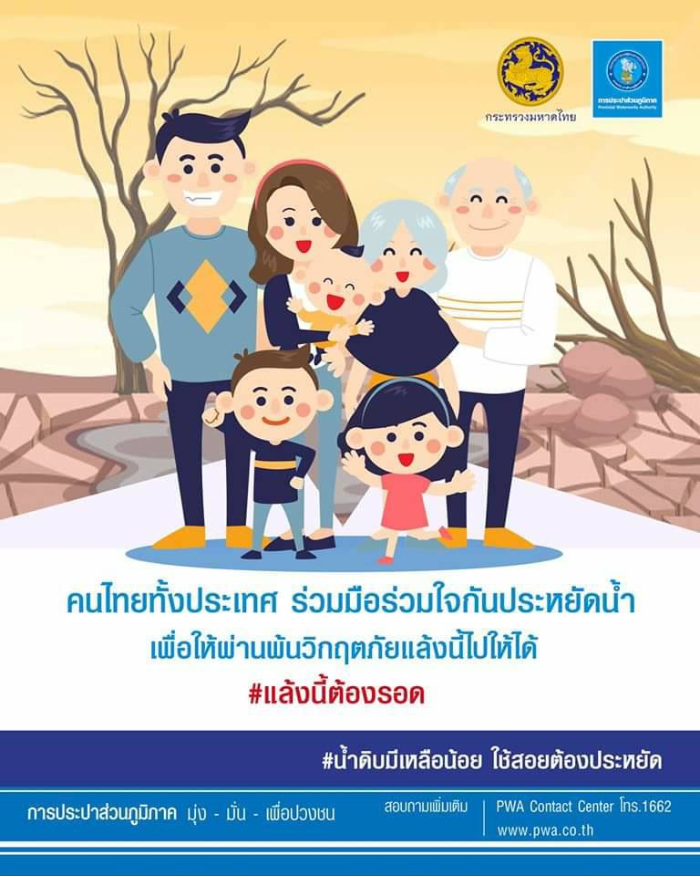 "น้ำดิบเหลือน้อย...โปรดใช้สอยอย่างประหยัด"