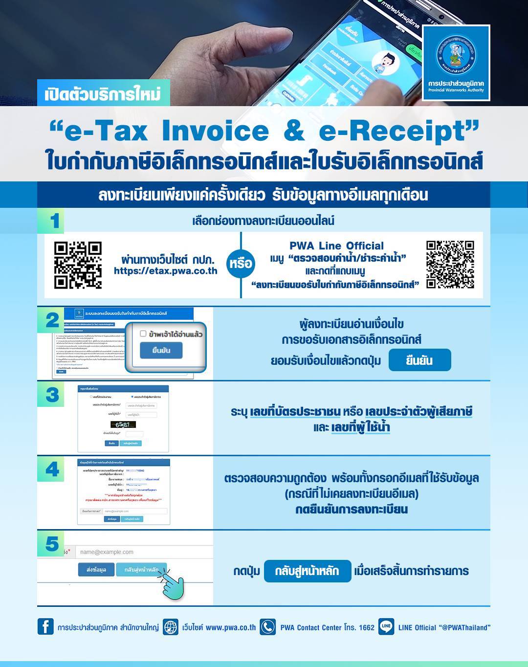 กปภ. เปิดบริการใหม่ ใบกำกับภาษีอิเล็กทรอนิกส์ เริ่มแล้ว !