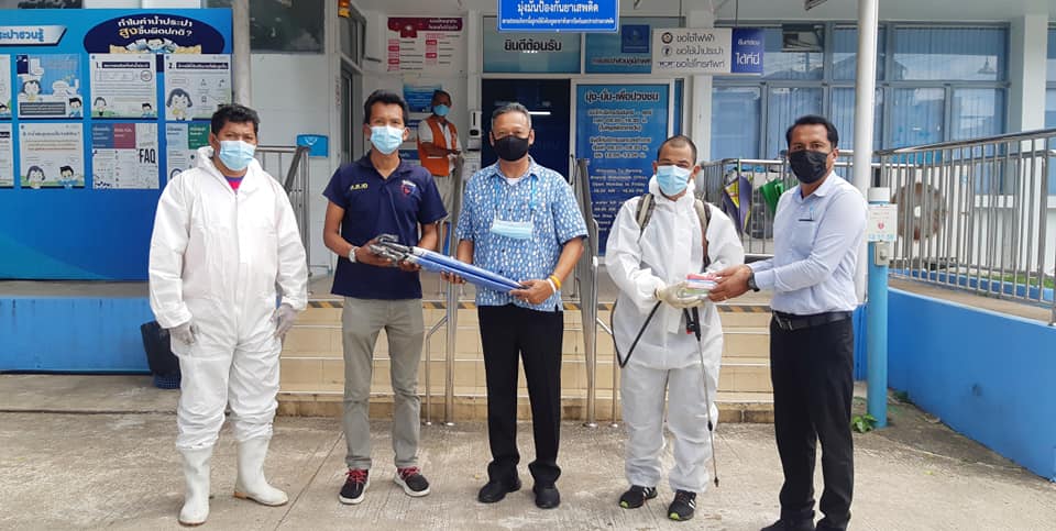 กปภ.สาขาระนอง เน้นย้ำมาตรการ ประสานความร่วมมือฉีดพ่นฆ่าเชื้อโควิด 19