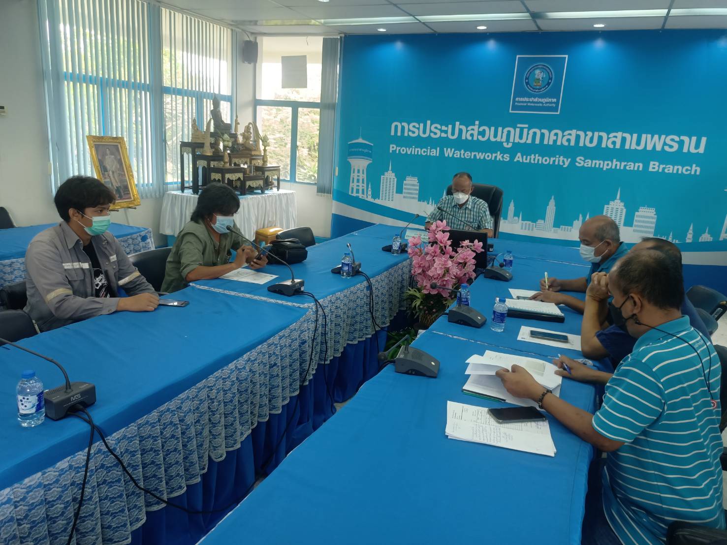 กปภ.สาขาสามพราน ประชุมร่วมกับบริษัทรับจ้างเดินสำรวจหาน้ำสูญเสียเชิงรุก(ALC)