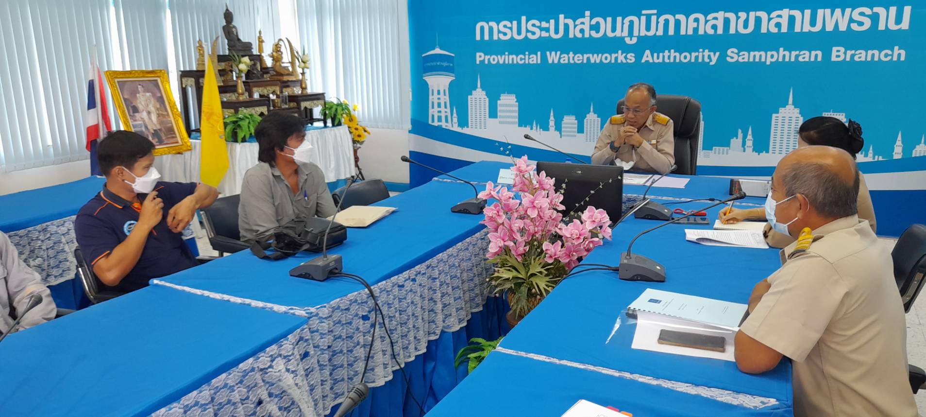 กปภ.สาขาสามพราน ประชุมร่วมกับบริษัทรับจ้างเดินสำรวจหาน้ำสูญเสียเชิงรุก(ALC)