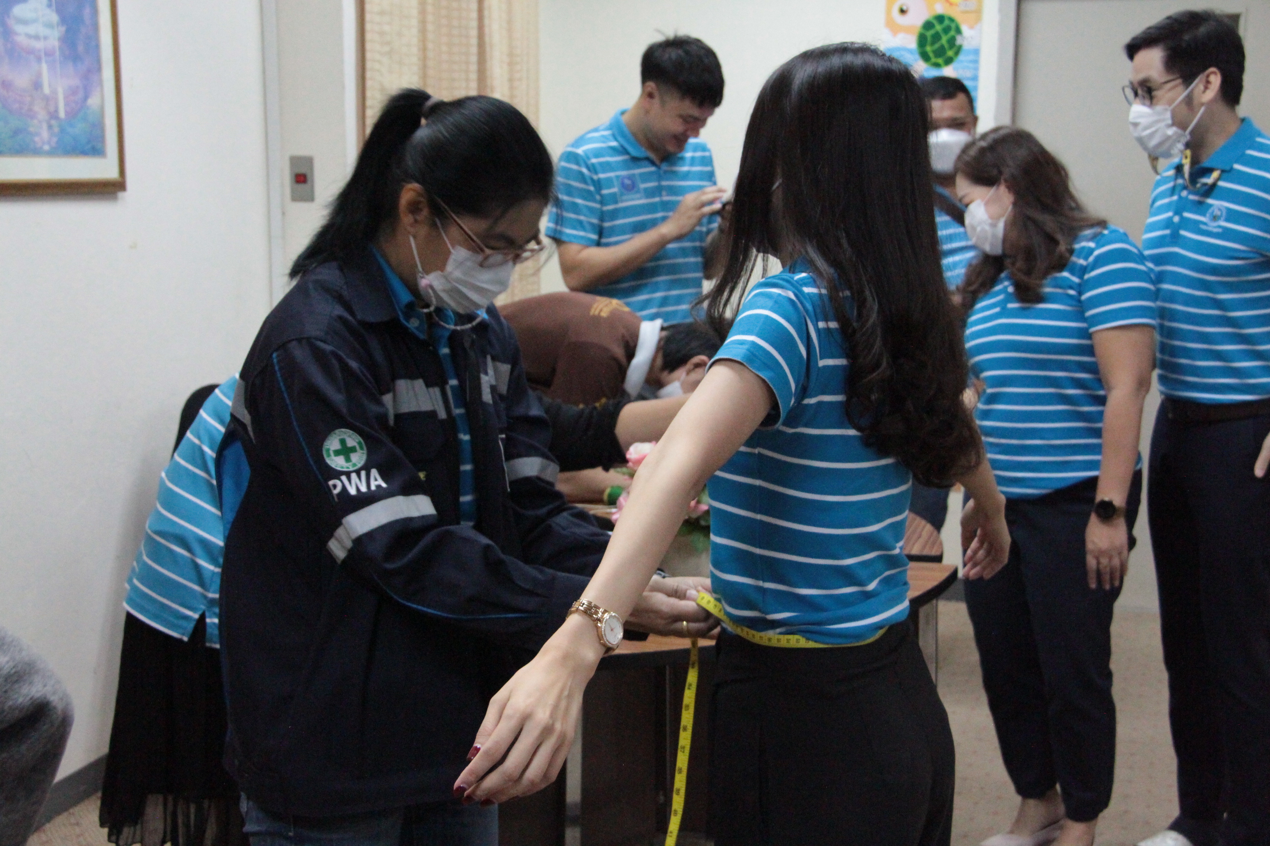 กปภ.ข.9 จัดกิจกรรมตรวจวัดสมดุลมวลกาย ตรวจวัดดัชนีมวลกาย(BMI)และรอบเอว และนำค่าที่ตรวจวัดไปประมวลผลของผู้ร่วมกิจกรรมประจำปี 2565