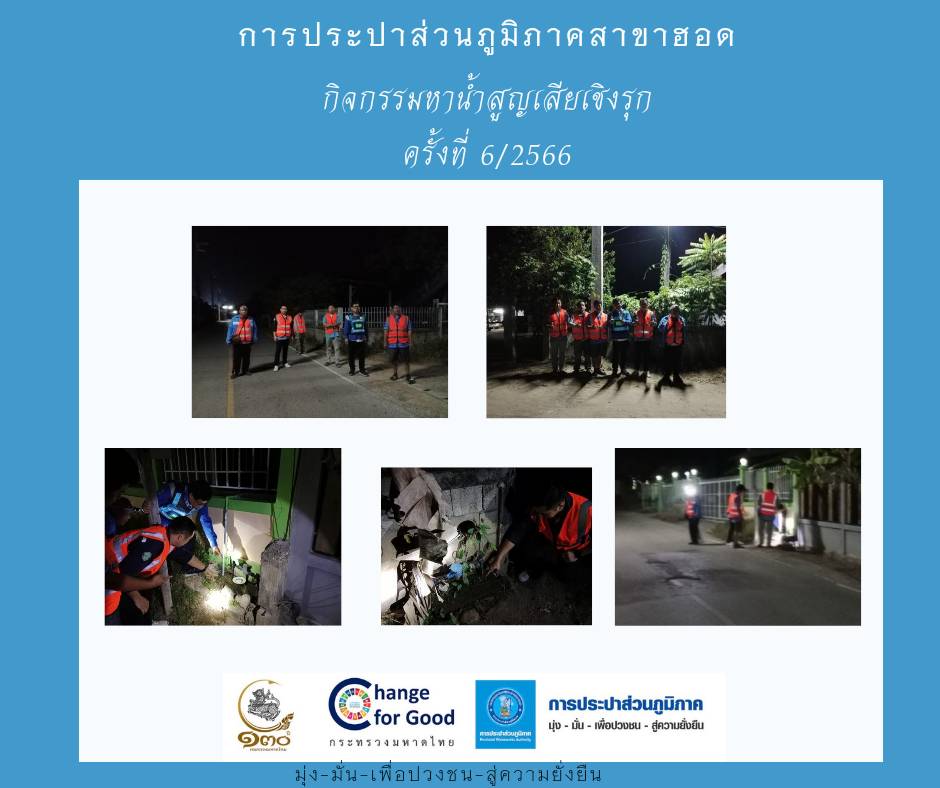 การประปาส่วนภูมิภาคสาขาฮอด ดำเนินกิจกรรมลดน้ำสูญเสียครั้งที่ 6 /2566