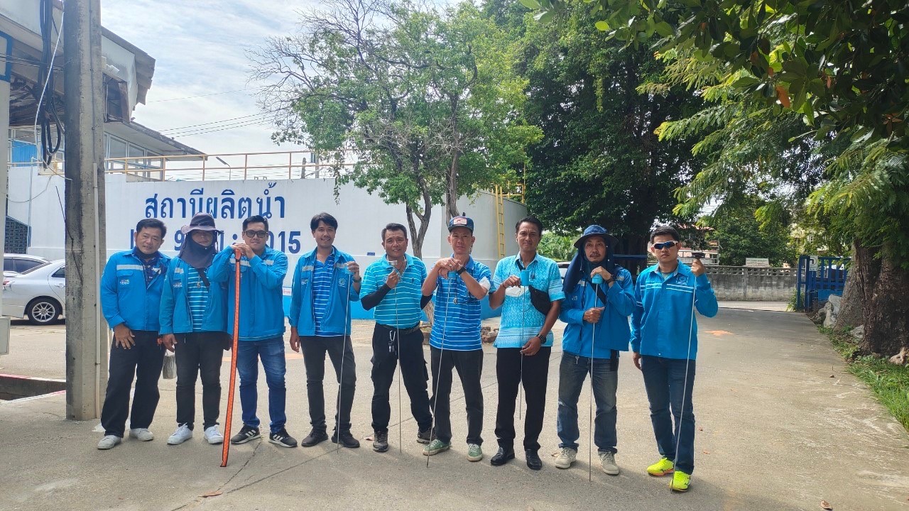 กปภ.สาขากาญจนบุรี ทำการค้นหาท่อแตกรั่ว