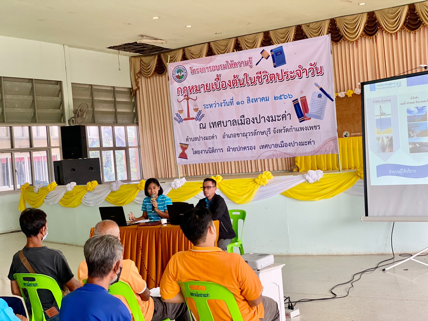 การประปาส่วนภูมิภาคสาขาขาณุวรลักษบุรี เข้าร่วมกิจกรรมโครงการฝึกอบรมให้ความรู้ การดูแลการบำรุงรักษาและซ่อมแซมเบื้องต้นเกี่ยวกับระบบน้ำประปา ณ ห้องประชุมกิ่งมะค่า เทศบาลเมืองปางมะค่า