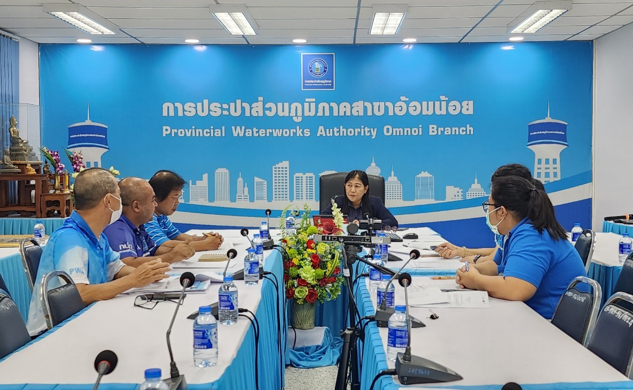 กปภ.สาขาอ้อมน้อย ประชุมแผนงานมอบนโยบาย และทบทวนแนวทางการดำเนินงานของแต่ละสายงาน ปีงบประมาณ 2567