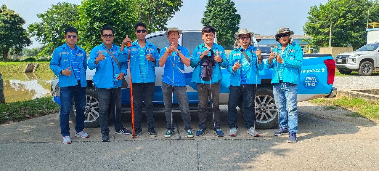 กปภ.สาขากาญจนบุรี ทำการค้นหาท่อแตกรั่ว