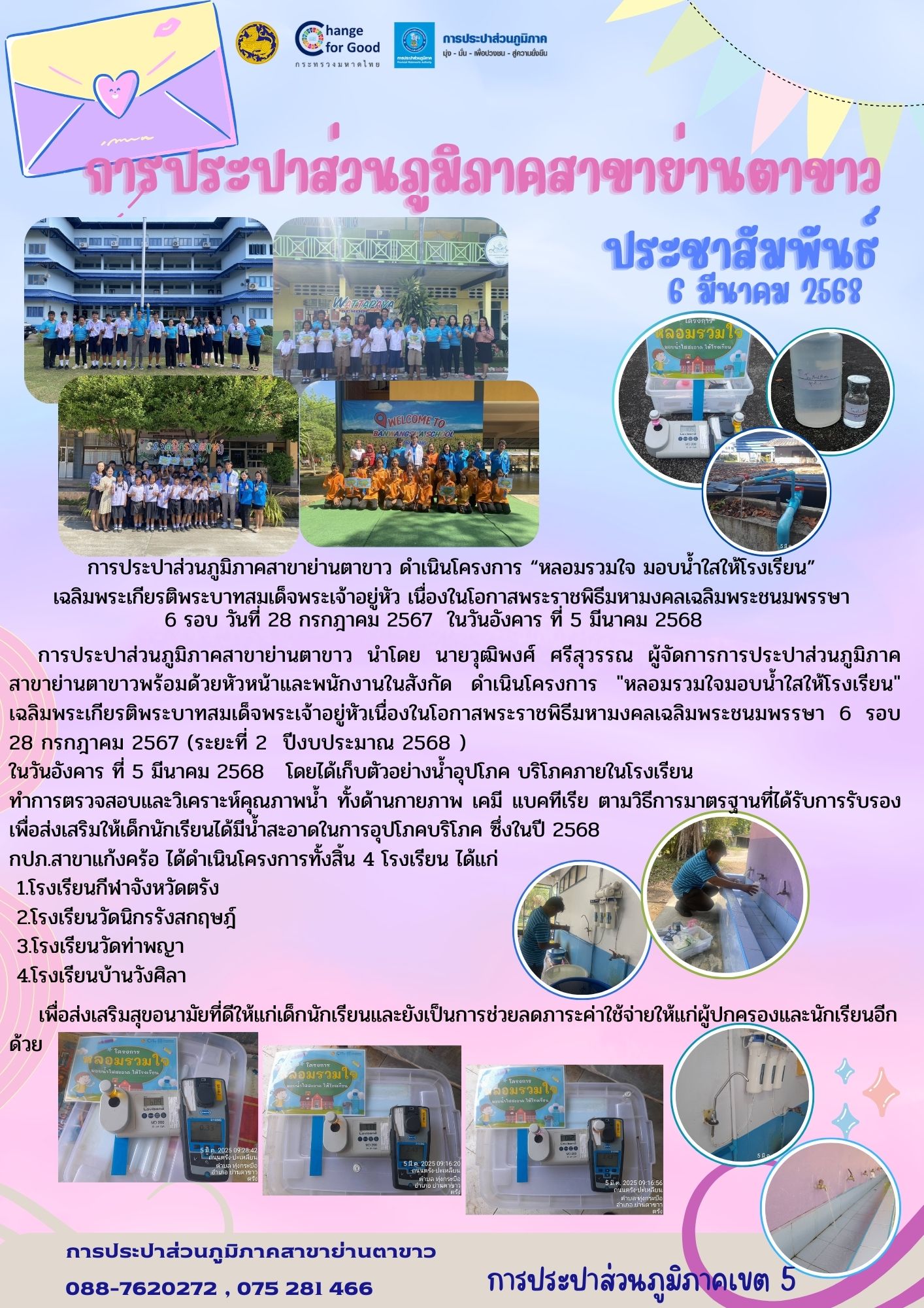 โครงการ หลอมรวมใจ มอบน้ำใสให้โรงเรียน