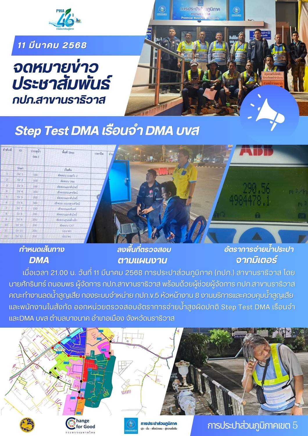 กปภ.สาขานราธิวาส Step Test DMA เรือนจำ DMA บขส