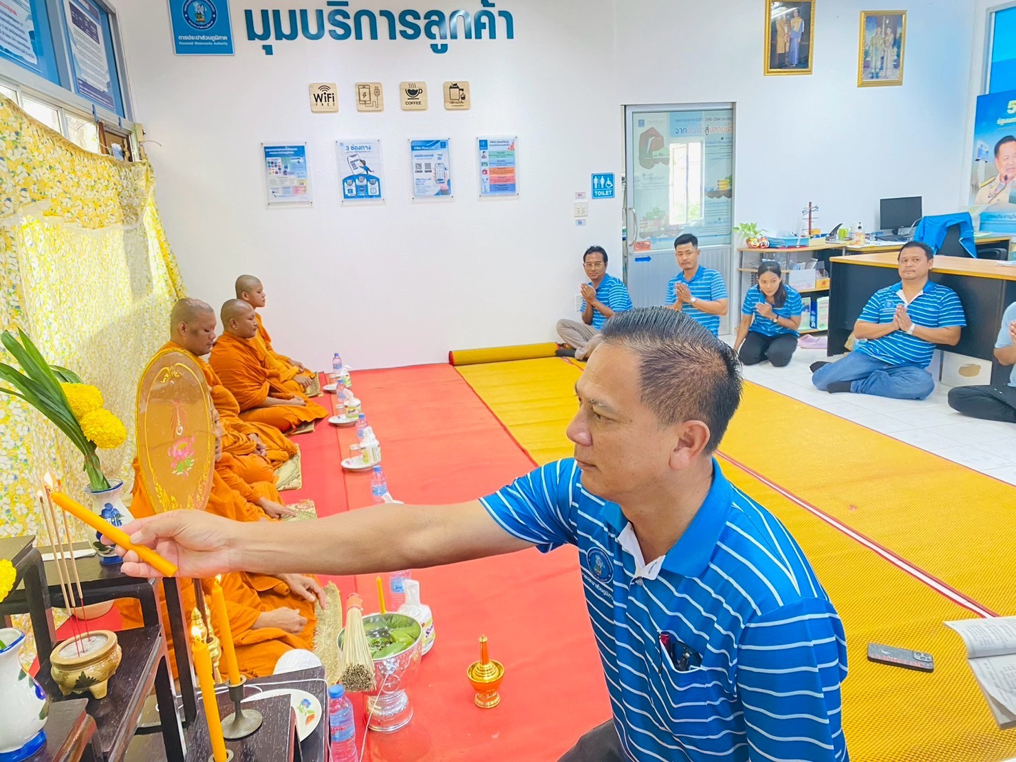 กปภ.สาขาคลองใหญ่ จัดพิธีทำบุญสำนักงาน เนื่องในโอกาสครบรอบ 46 ปีแห่งการสถาปนา กปภ.