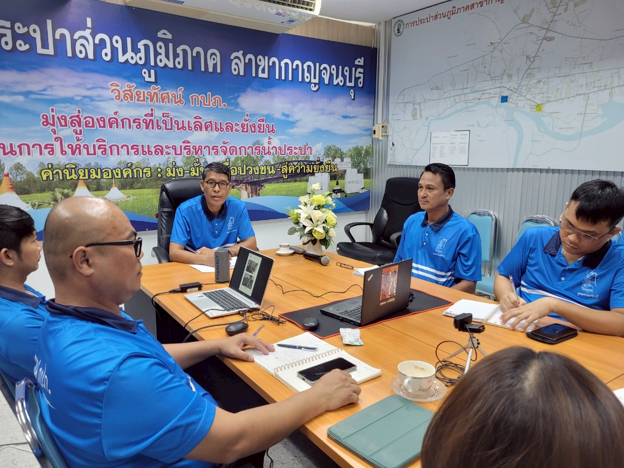 กปภ.สาขากาญจนบุรี ทบทวน/ปรับปรุง/ฝึกซ้อม  แผนตอบโต้สถานการณ์ฉุกเฉิน (ERP) และ แผนบริหารความต่อเนื่องทางธุรกิจ (BCP)