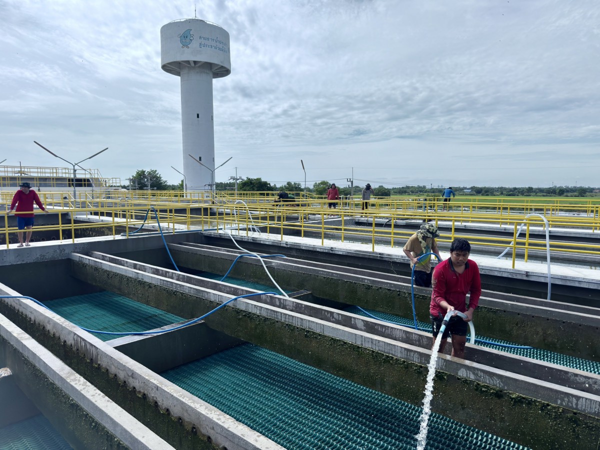 กปภ.สาขาพระนครศรีอยุธยา ล้างถังตกตะกอนสถานีผลิตจ่ายน้ำบางไทร ตามนโยบาย PWA First ของผู้ว่าการ กปภ.